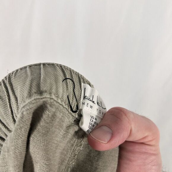 NWOT Nichole Miller Cargo Joggers Women's Medium Light Green Linen Bl Drawstring - Picture 11 of 12